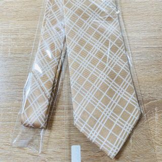 バーバリー(BURBERRY)のバーバリーロンドン  伊製 シルク チェック柄 ベージュ シルク  【美品】(ネクタイ)