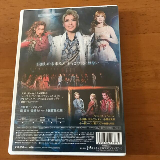 宝塚歌劇　月組　ロミオとジュリエットDVD2枚組