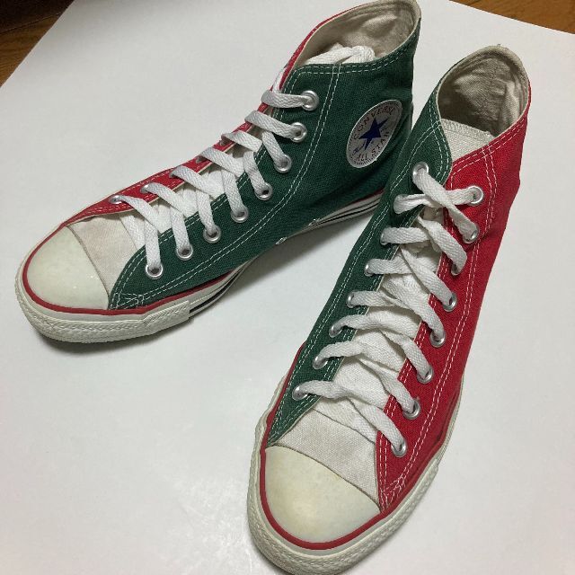 CONVERSE(コンバース)のコンバース オールスター グリーン×レッド　HI メンズの靴/シューズ(スニーカー)の商品写真