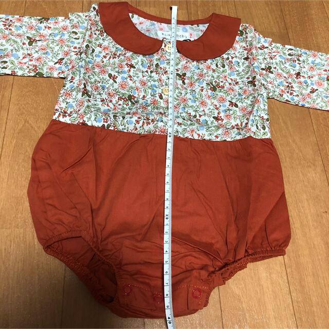 襟付きロンパース　ボディスーツ　女の子　韓国　花柄　フラワー キッズ/ベビー/マタニティのベビー服(~85cm)(ロンパース)の商品写真