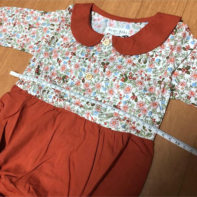 襟付きロンパース　ボディスーツ　女の子　韓国　花柄　フラワー キッズ/ベビー/マタニティのベビー服(~85cm)(ロンパース)の商品写真