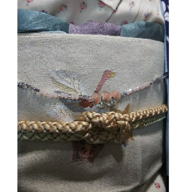 ハンドメイド羽織り紐 インポートガラス レディースの水着/浴衣(和装小物)の商品写真