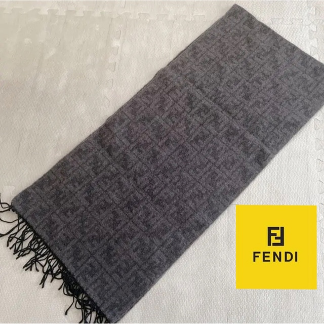 FENDI フェンディ ロゴ ズッカ柄 マフラー ストール カシミヤ入り ...