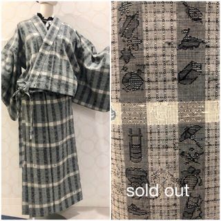 SALE！ 着物リメイク キッチン柄 ショート丈羽織 巻スカート(セット/コーデ)