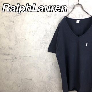 ラルフローレン(Ralph Lauren)の希少 90s ラルフローレン Tシャツ 刺繍ロゴ ビッグシルエット 紺 L 美品(Tシャツ/カットソー(半袖/袖なし))