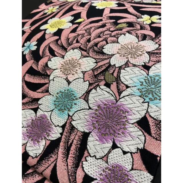 宅配便送料無料 お仕立て付き❣️【正絹西陣織袋帯⭐️桜】ブラック