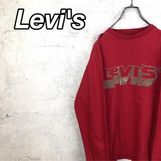 リーバイス(Levi's)の希少 90s リーバイス ロンT プリントロゴ タグロゴ 赤色 美品(Tシャツ/カットソー(七分/長袖))
