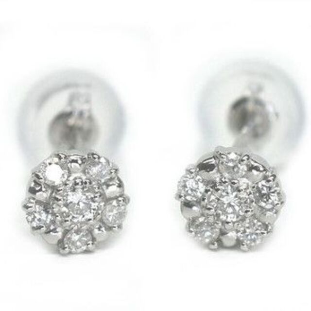 新品】pt900/プラチナ/ダイヤモンド0.2ct/パヴェスクエアピアス-