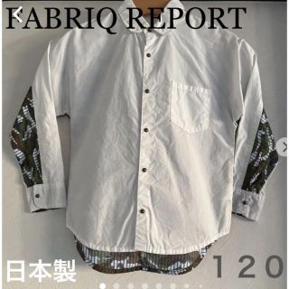 日本製 FABRIQ REPORT ヴィンテージスナップボタン丸襟ミリタリシャツ(ブラウス)