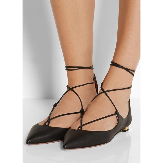 AQUAZZURA アクアズッラ レースアップフラットシュー23.5