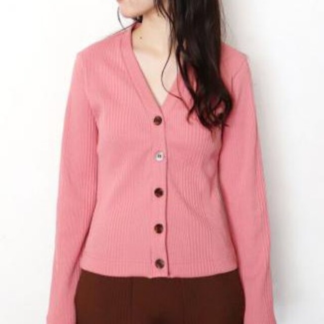 PHEENY Pe/C random rib cardigan pink