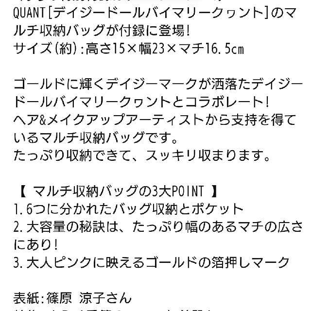 MARY QUANT(マリークワント)の&ロージー付録マリークワント収納マルチバック エンタメ/ホビーの雑誌(その他)の商品写真