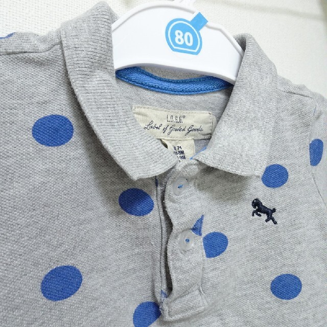 babyGAP(ベビーギャップ)の80 水玉ポロシャツ GAPロンパース (灰色) キッズ/ベビー/マタニティのベビー服(~85cm)(トレーナー)の商品写真