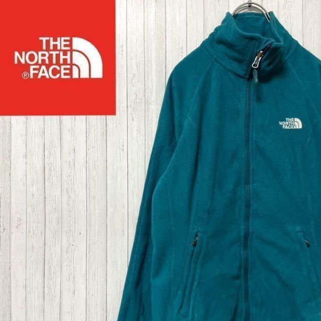 THE NORTH FACE(ザノースフェイス)のノースフェイス フリースジャケット　刺繍ロゴ　グリーン　ラグラン　古着女子　S レディースのジャケット/アウター(その他)の商品写真