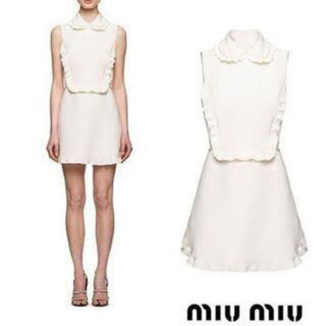 高級素材使用ブランド miumiu - ビジューワンピース 未使用 ひざ丈