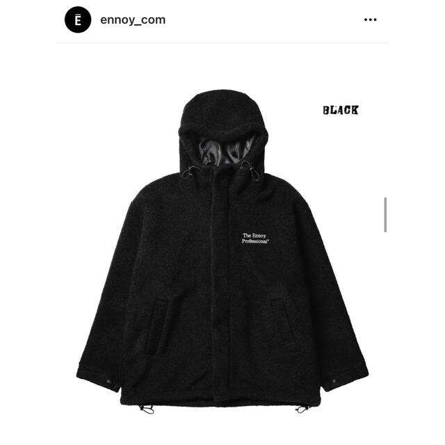 エンノイ Ennoy BOA HOODED JACKET ボアジャケット L 黒