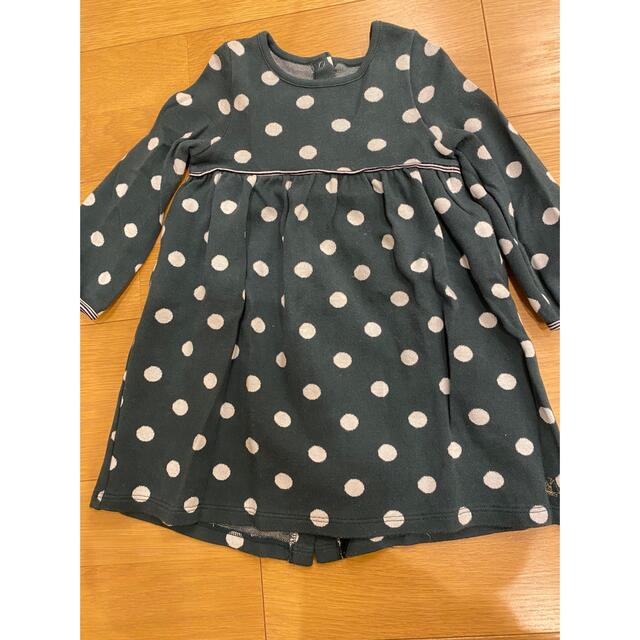 PETIT BATEAU(プチバトー)のプチバトー水玉ワンピース24ヶ月/86cm キッズ/ベビー/マタニティのベビー服(~85cm)(ワンピース)の商品写真