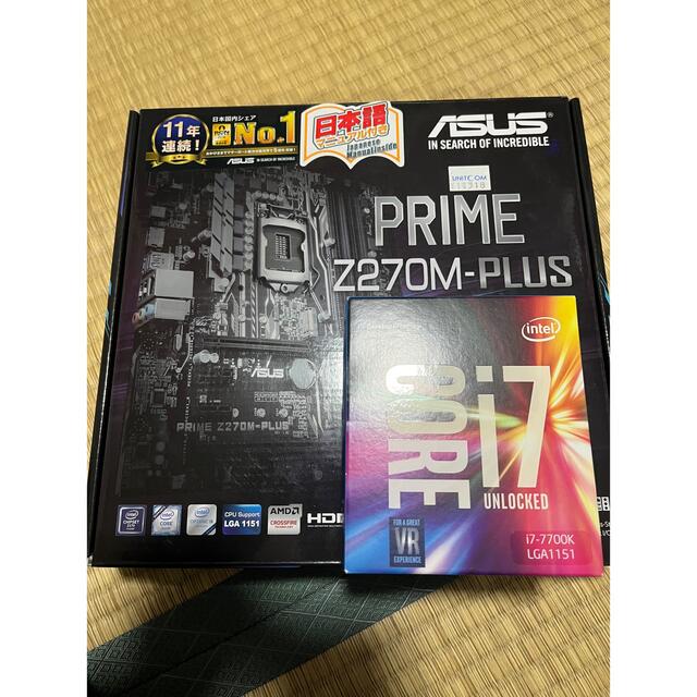 ASUS(エイスース)のi7-7700k asus Z270M plusセット スマホ/家電/カメラのPC/タブレット(PC周辺機器)の商品写真