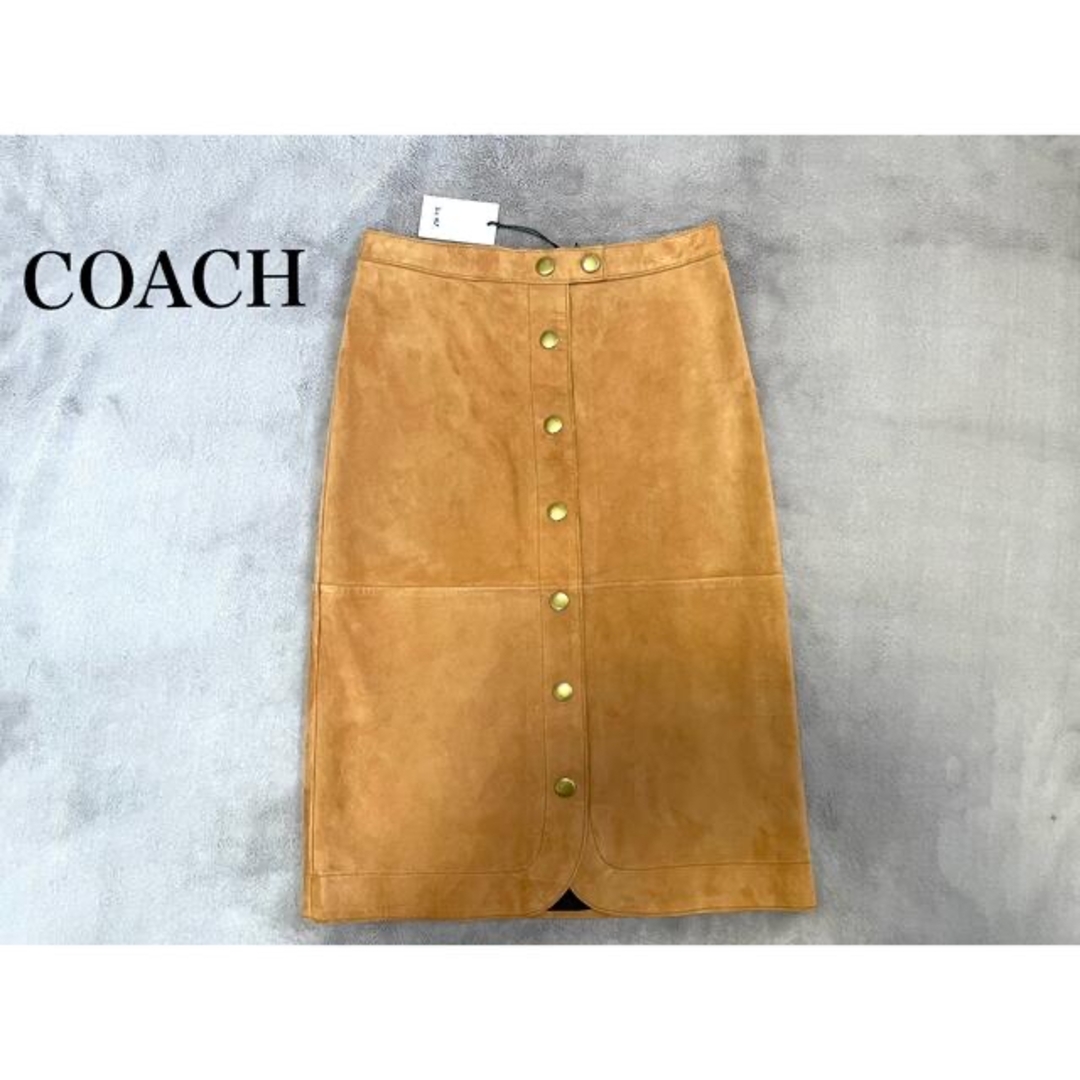 COACH(コーチ)の[新品] ラムレザー フロントボタンタイトスカート レディースのスカート(ひざ丈スカート)の商品写真