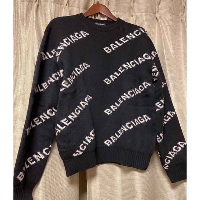 はこぽす対応商品】 Balenciaga セーター/M ロゴ ジャカードニット