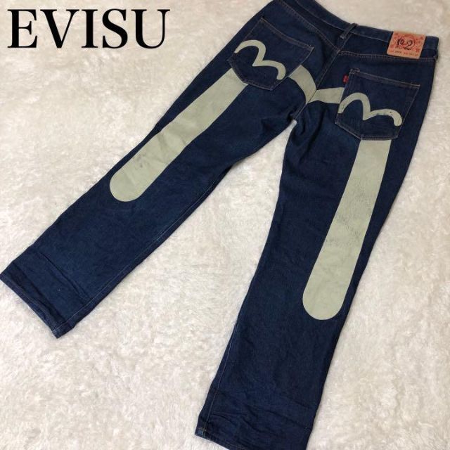 EVISU エヴィス ブラック デニム パンツ ジーパン ジーンズ カモメ  L