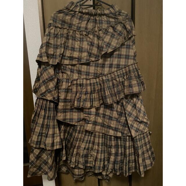 eimy istoire(エイミーイストワール)のチェックフリルミックスボリュームスカート レディースのスカート(ロングスカート)の商品写真