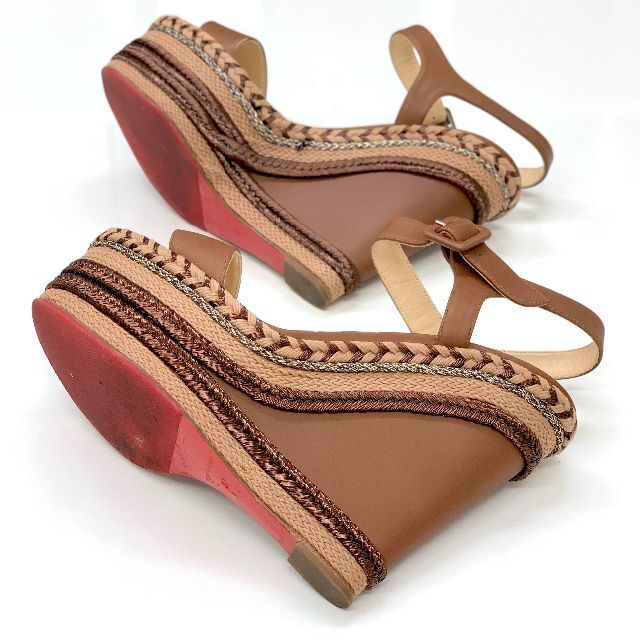 Christian Louboutin(クリスチャンルブタン)の3545 クリスチャンルブタン レザー ウェッジサンダル ブラウン レディースの靴/シューズ(サンダル)の商品写真