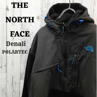 ザノースフェイス(THE NORTH FACE)のUS規格ノースフェイスデナリジャケットパーカーフード刺繍ロゴ黒ブラック灰色グレー(ブルゾン)