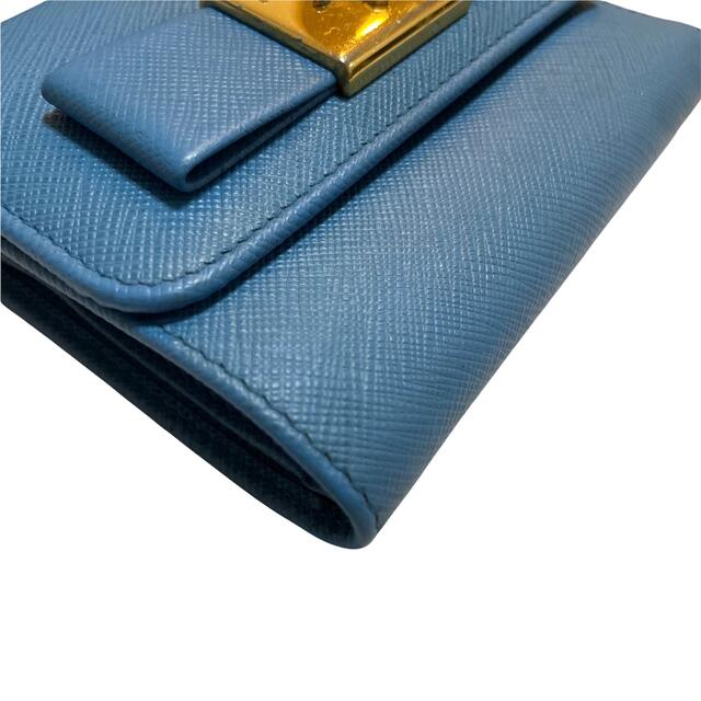 税込?送料無料】 極美品 PRADA コンパクトウォレット 1MV204 リボン