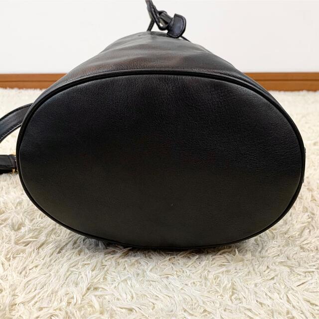 極 美品 オールドグッチ ヴィンテージ レザー 巾着 ショルダーバッグ ブラック