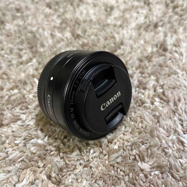 レンズ(単焦点)ほぼ新品！canon ef-m 22mm f2 STM ミラーレス 単焦点レンズ