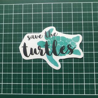 Save the turtle ウミガメを守ろう 海亀 カメさん 防水ステッカー(ステッカー)
