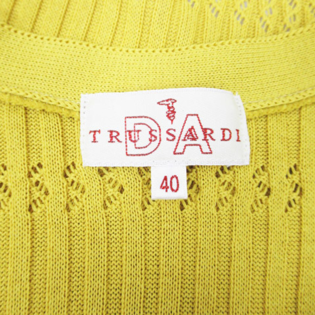 Trussardi(トラサルディ)のトラサルディ ニットカーディガン 薄手 ミドル丈 リボン 40 黄色 /FF18 レディースのトップス(カーディガン)の商品写真