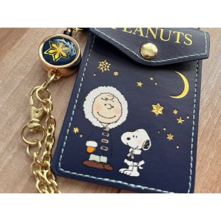 ピーナッツ(PEANUTS)の新品 USJ スヌーピー パスケース 定期入れ リール付(名刺入れ/定期入れ)