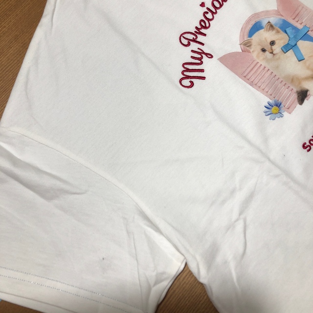 mezzo piano junior(メゾピアノジュニア)のメゾピアノ新品新作タグ付き花とこねこ半袖Tシャツ150 キッズ/ベビー/マタニティのキッズ服女の子用(90cm~)(Tシャツ/カットソー)の商品写真