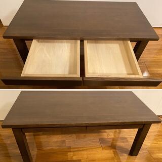 ムジルシリョウヒン(MUJI (無印良品))の無印良品 木製ローテーブル 引出付　ブラウン(ローテーブル)
