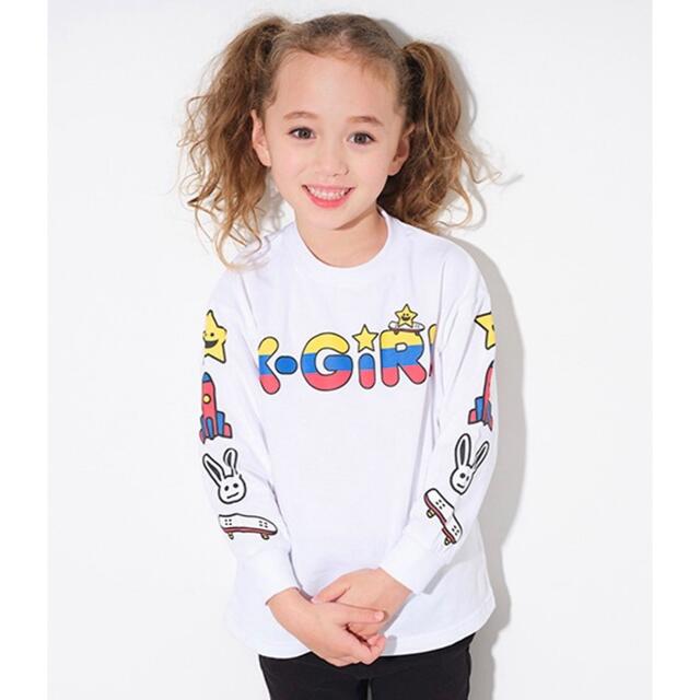 X-girl(エックスガール)のX-girl 白 ロングTシャツ 100サイズ キッズ/ベビー/マタニティのキッズ服女の子用(90cm~)(Tシャツ/カットソー)の商品写真