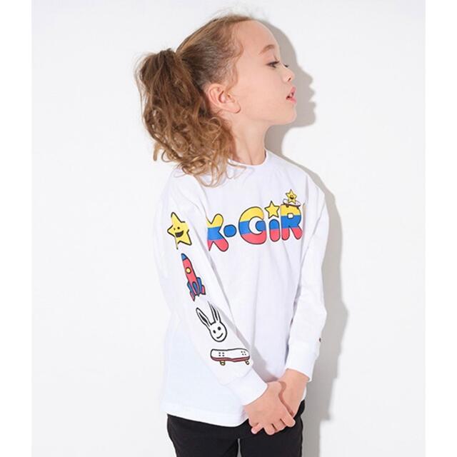 X-girl(エックスガール)のX-girl 白 ロングTシャツ 100サイズ キッズ/ベビー/マタニティのキッズ服女の子用(90cm~)(Tシャツ/カットソー)の商品写真