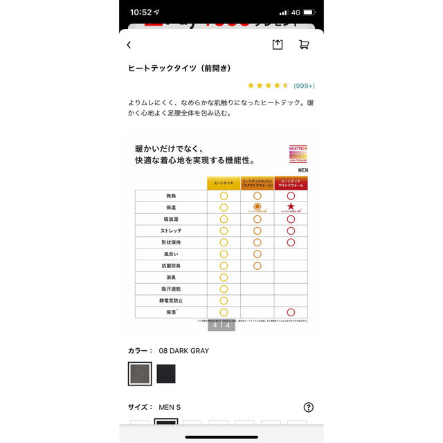 UNIQLO(ユニクロ)のヒートテックタイツ　メンズ　Sサイズ　2個 メンズのアンダーウェア(その他)の商品写真