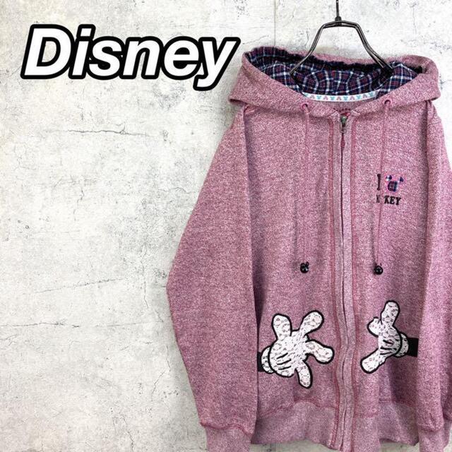 Disney(ディズニー)の希少 90s ディズニー フルジップパーカー 刺繍ロゴ バックプリント 美品. レディースのトップス(パーカー)の商品写真