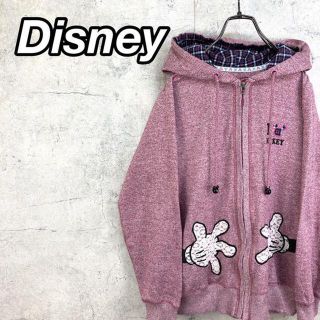 ディズニー(Disney)の希少 90s ディズニー フルジップパーカー 刺繍ロゴ バックプリント 美品.(パーカー)