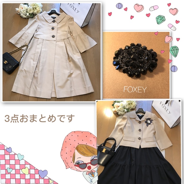 ディズニープリンセスのベビーグッズも大集合 FOXEY - 3点おまとめです。 ①コート②ジャケット③ブローチ FOXEY スプリングコート ディズニープリンセスのベビーグッズも大集合 FOXEY - 3点おまとめです。 ①コート②ジャケット③ブローチ FOXEY スプリングコート