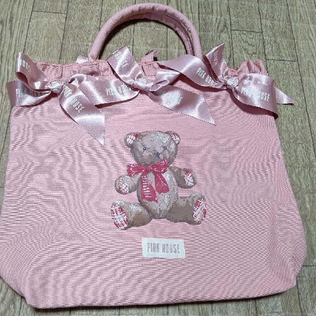 PINK HOUSE(ピンクハウス)の美沙子×erinkoコラボ希少LOVE Ribbon Bearトートバッグ レディースのバッグ(トートバッグ)の商品写真