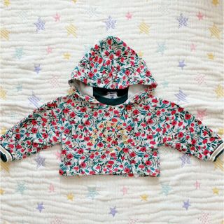 プチバトー(PETIT BATEAU)の☆美品☆プチバトー☆フローラルプリントショート丈フーディー☆スウェット(その他)