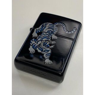 ジッポー(ZIPPO)のZippo/ライター/虎/蒔絵/限定/ブルー/寅/2004/タイガー/ビンテージ(タバコグッズ)