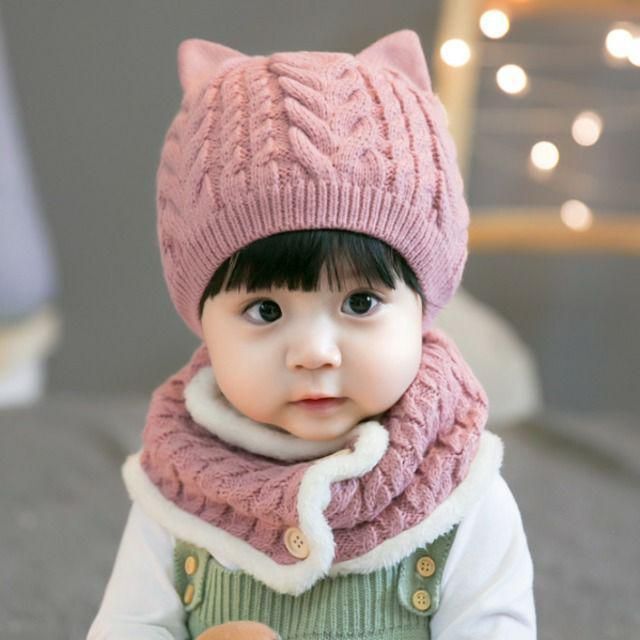 ◇新品◇ピンク☆激かわモコモコ猫耳ニット帽&ネックウォーマー