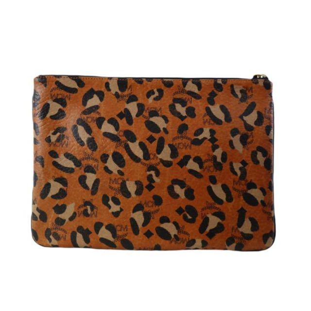 美品 MCM エムシーエム ロゴ柄 レオパード ヒョウ柄 クラッチバッグ