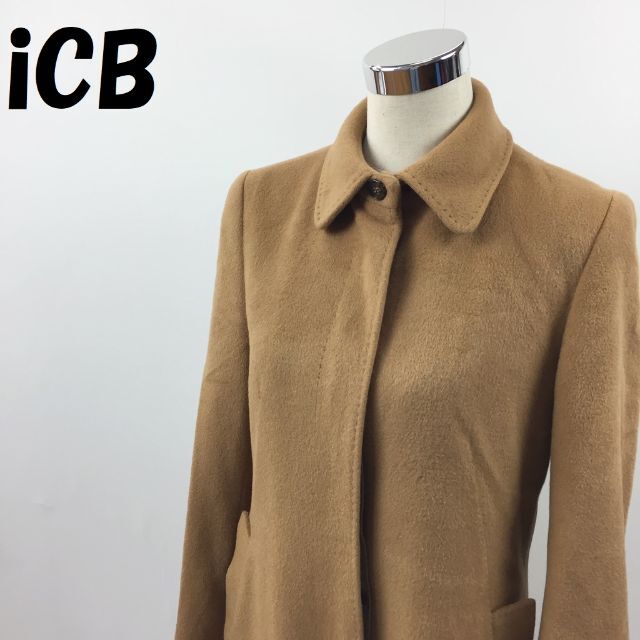 ICB(アイシービー)の【人気】iCB アンゴラ混 比翼 ロングコート 日本製 サイズ9 レディース レディースのジャケット/アウター(ロングコート)の商品写真