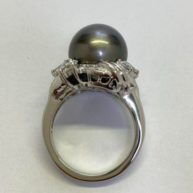 Pt900 黒蝶真珠リング 12.1mm D0.90ct サイズ12号 Pt900 黒蝶真珠リング 12.1mm D0.90ct サイズ12号