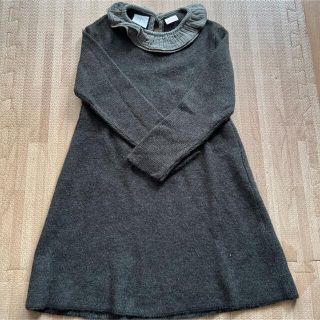 ザラ(ZARA)のZARA ザラ キッズニットワンピース♡110 グレー　女の子ワンピース(ワンピース)